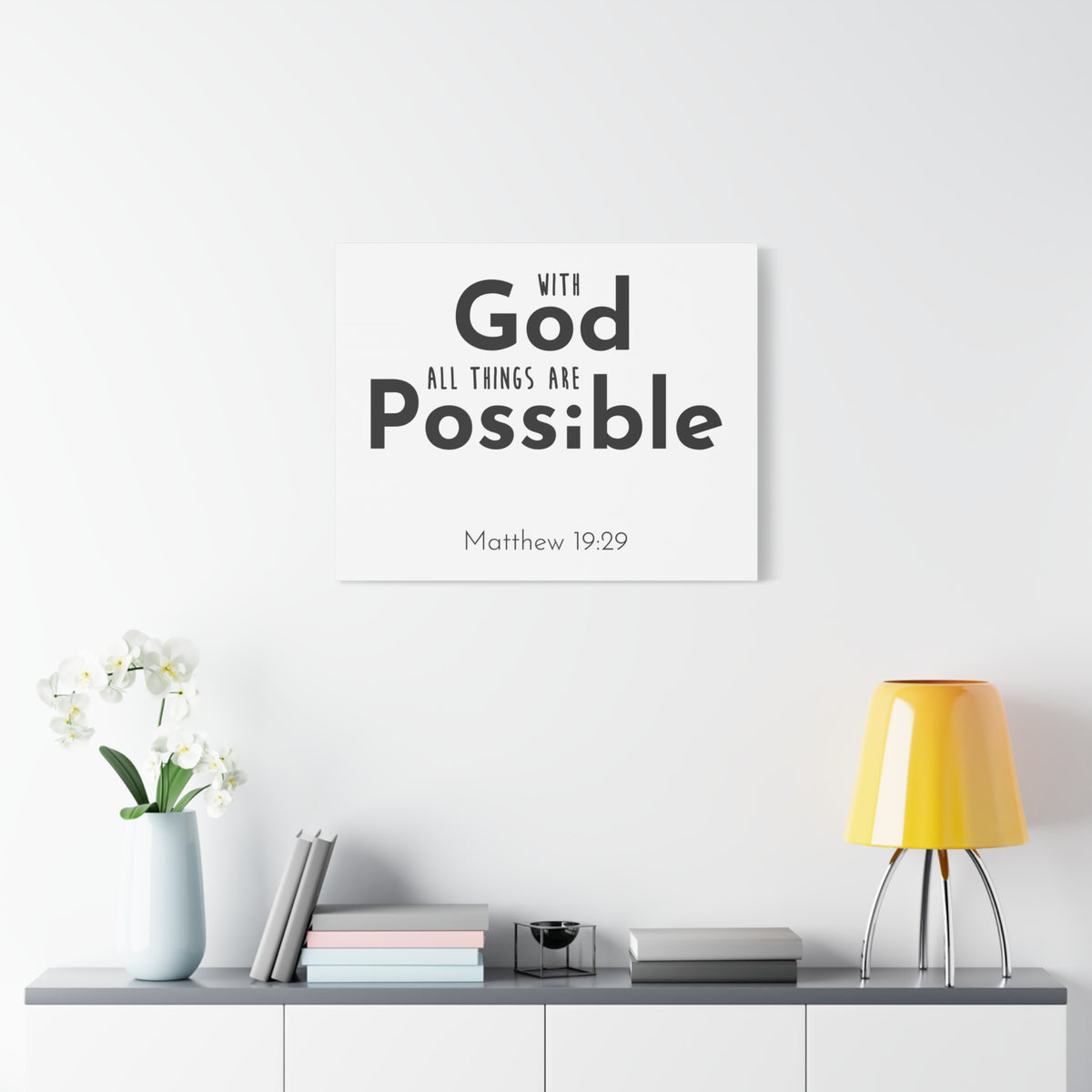 Scripture Canvas With God All Things Matthew 19:29 Christian Wall Art Bible Verse Print Ready To Hang