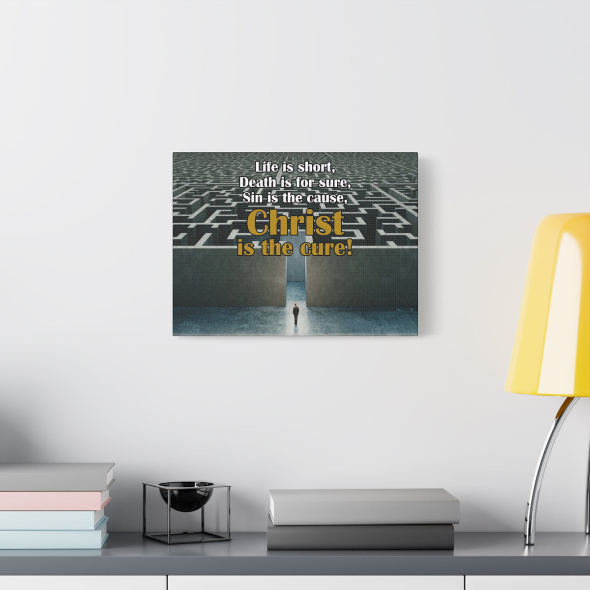 Scripture Canvas Christ Cures Romans 6:23 Christian Wall Art Bible Verse Print Ready to Hang