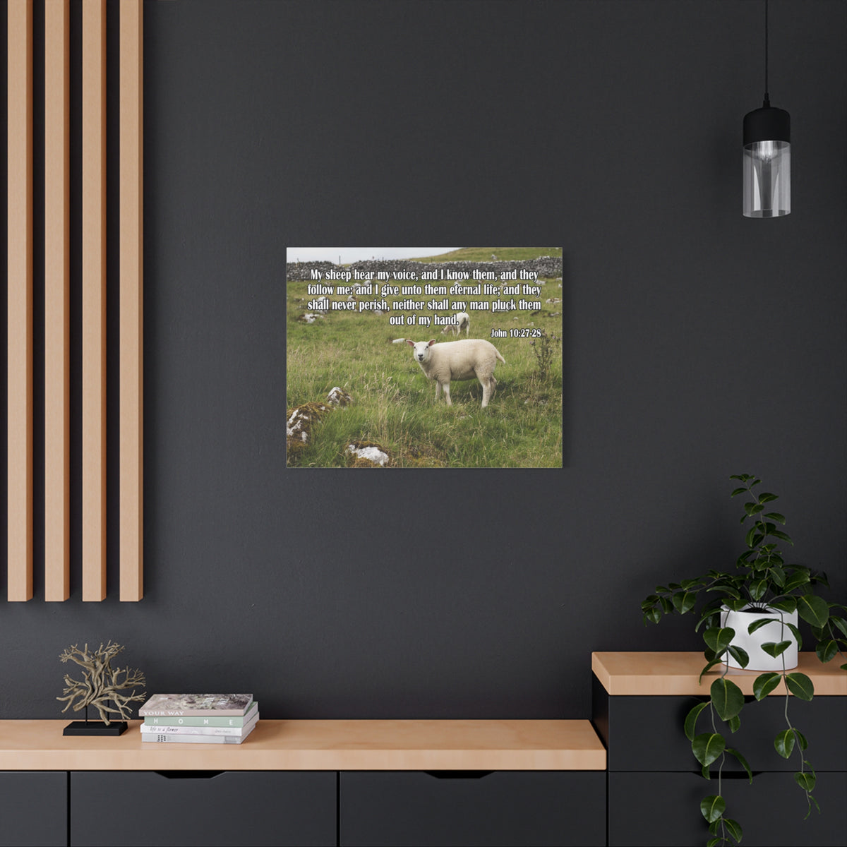 Scripture Canvas Hear My Voice John 10:27-28 Christian Wall Art Bible Verse Print Ready to Hang