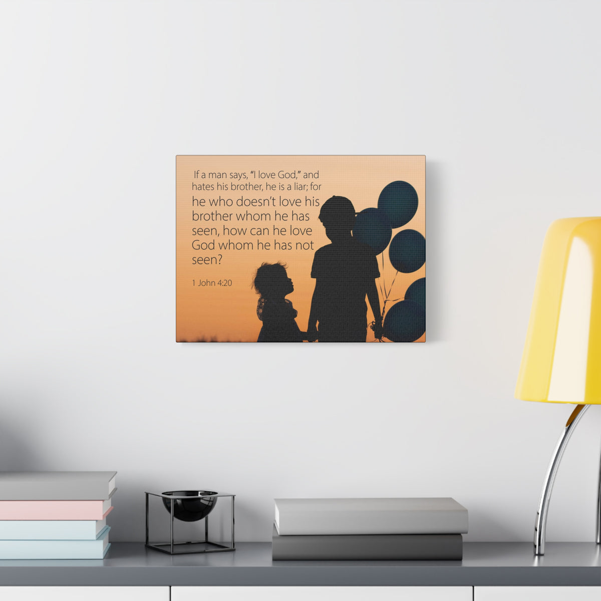 Scripture Canvas I Love God 1 John 4:20 Christian Wall Art Bible Verse Print Ready to Hang