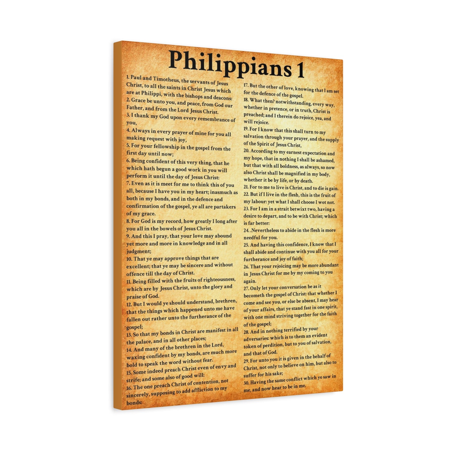 Scripture Walls Philippians 1 Gold Bible Verse Canvas Christian Wall Art Ready to Hang Unframed
