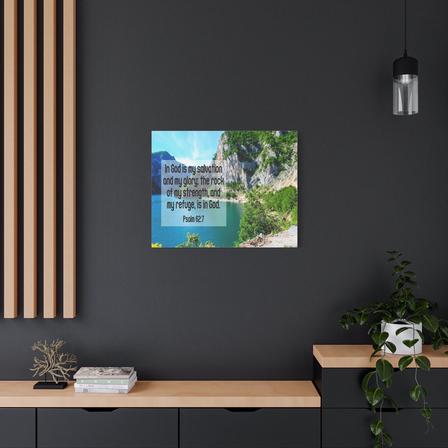 Scripture Canvas In God is My Salvation Psalm 62:7 Christian Wall Art Bible Verse Print Ready to Hang