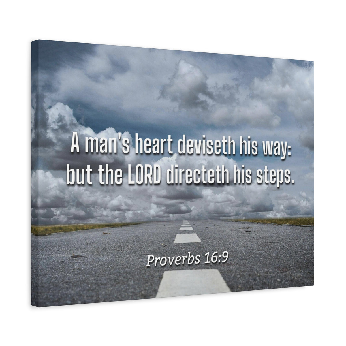 Scripture Canvas Directeth His Steps Proverbs 16:9 Christian Wall Art Bible Verse Print Ready to Hang