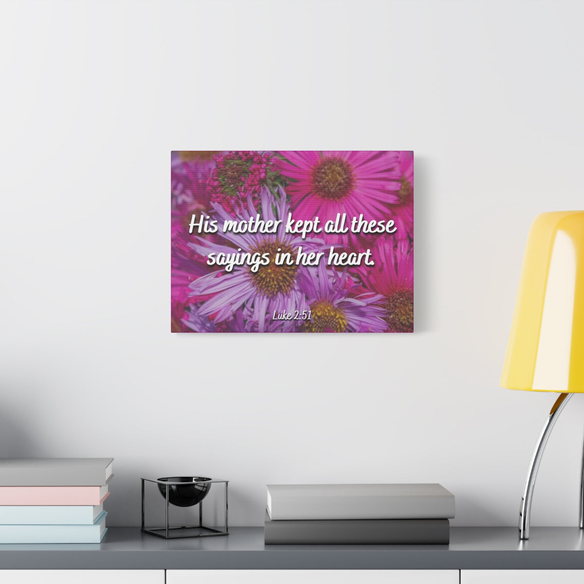 Scripture Canvas Sayings In Her Heart Luke 2:51 Christian Wall Art Bible Verse Print Ready to Hang