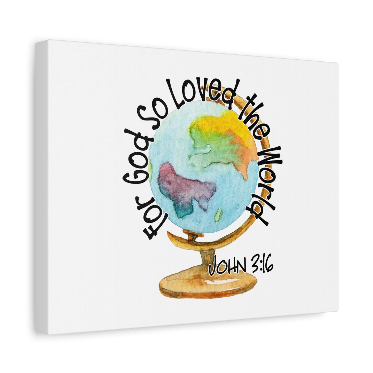 Scripture Canvas For God So Loved The World John 3:16 Christian Wall Art Bible Verse Print Ready to Hang