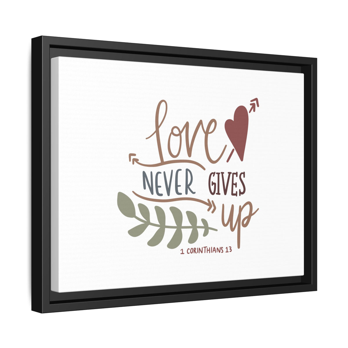 Scripture Canvas Love Never Gives Up 1 Corinthians 13 Christian Wall Art Bible Verse Print Ready to Hang
