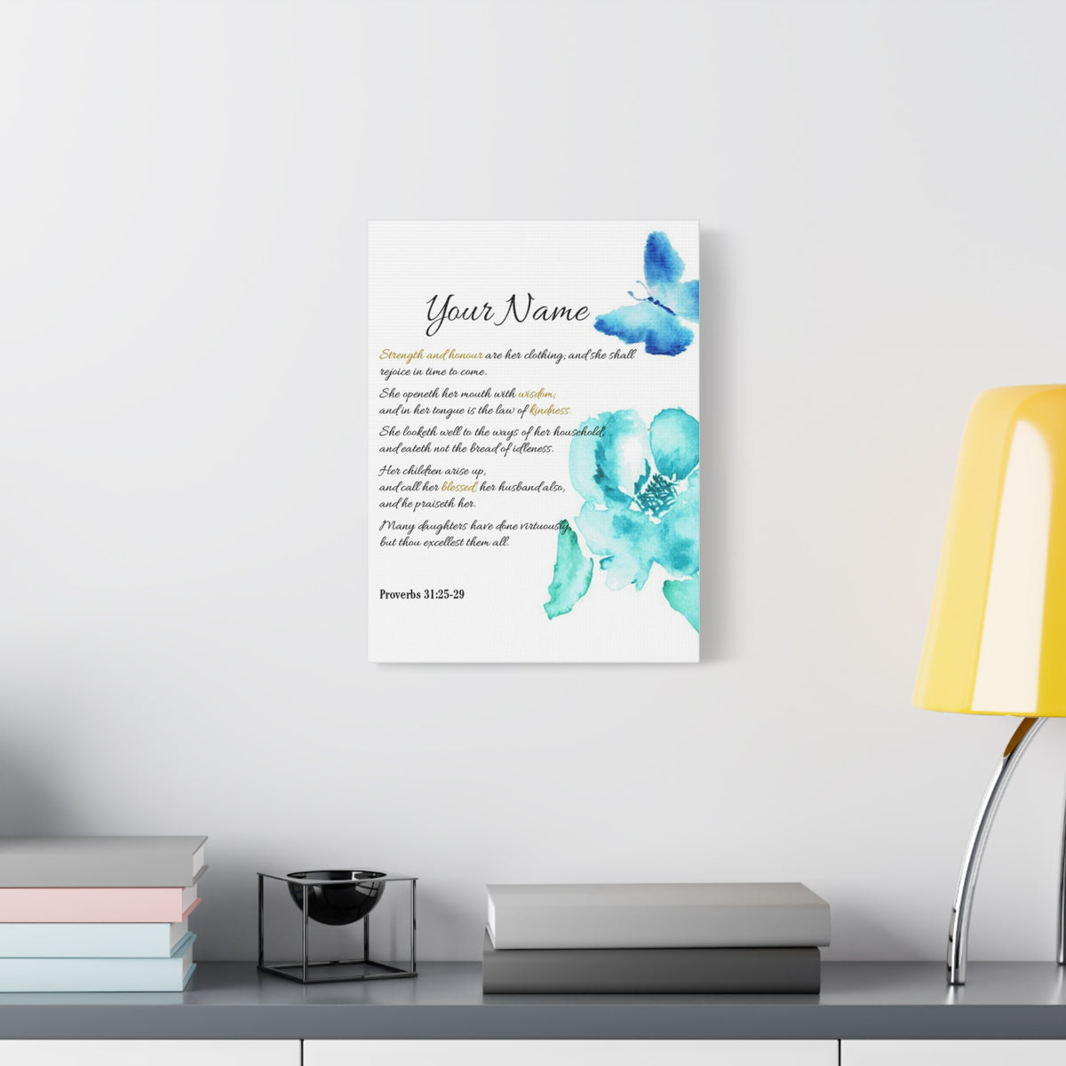 Scripture Walls Personalized She is Strong Proverbs 31:25-29 Bible Chapter Canvas Christian Wall Art Ready to Hang