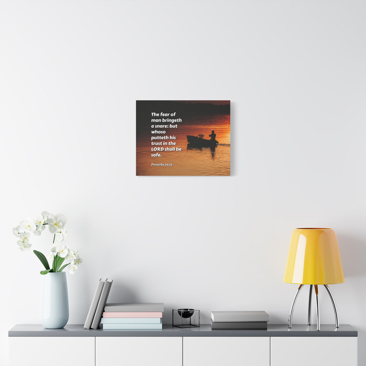 Scripture Canvas Fear Of Man Proverbs 29:25 Christian Wall Art Bible Verse Print Ready to Hang