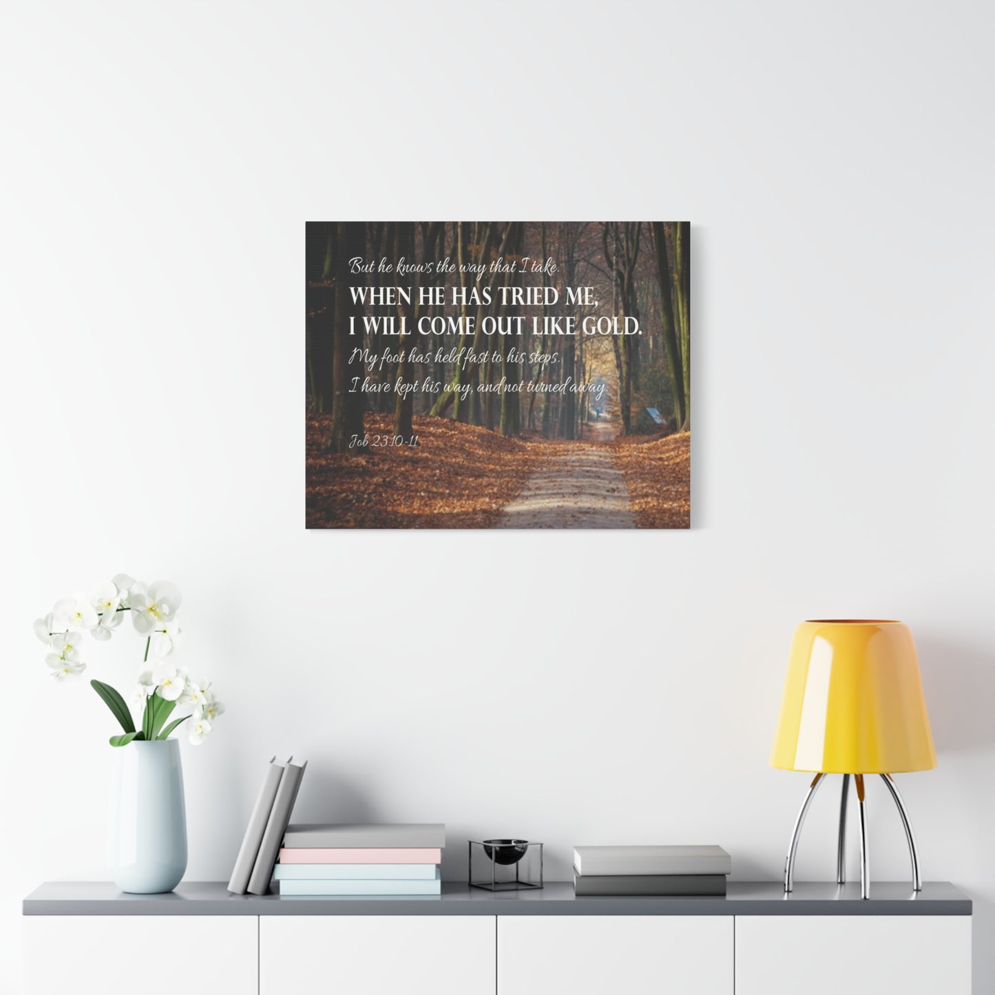 Bible Verse Canvas Come Out Like Gold Job 23:10-11 Scripture Wall Art Christian Home Decor