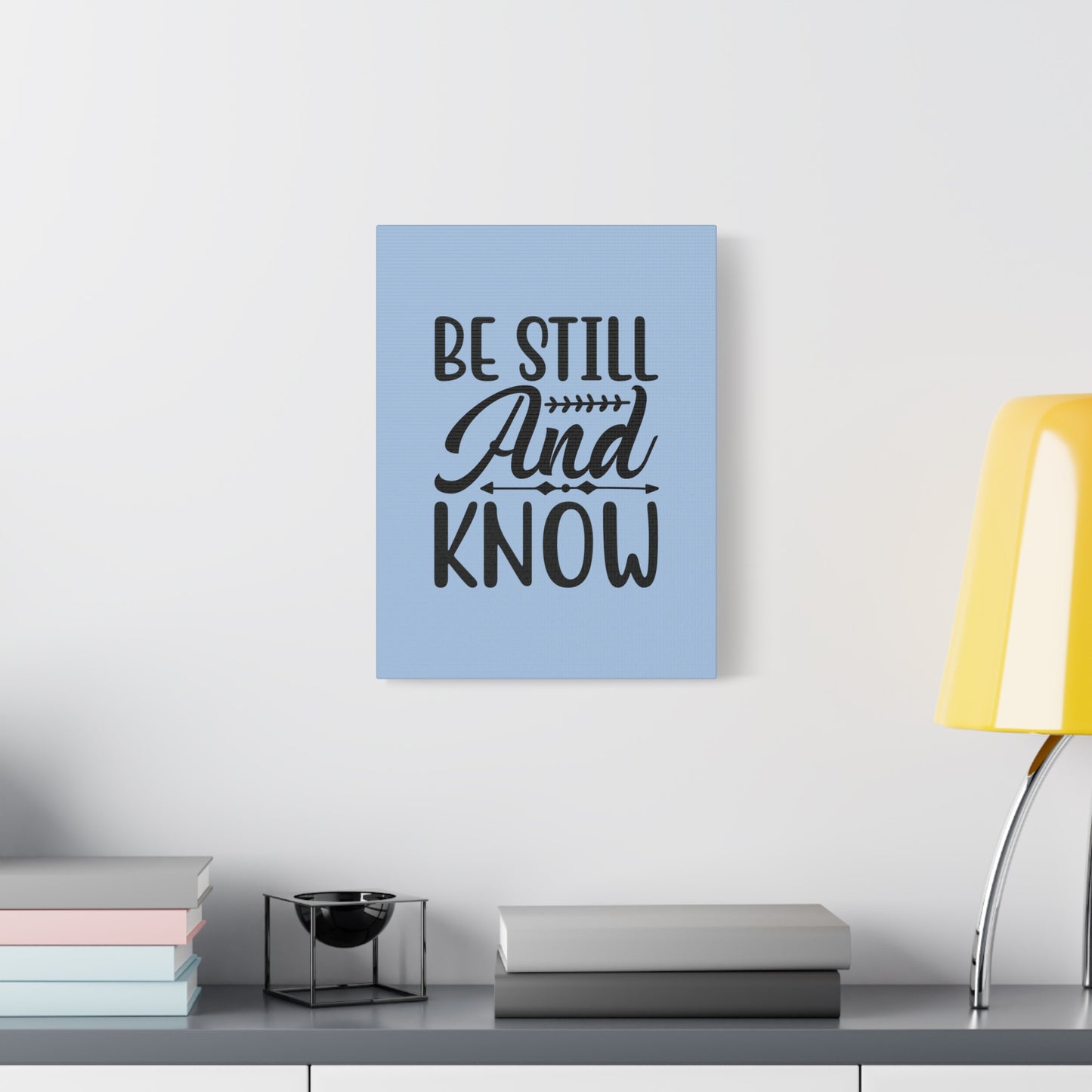Scripture Walls Be Still And Know Light Blue Sky Psalm 46:10 Bible Verse Canvas Christian Wall Art Ready to Hang