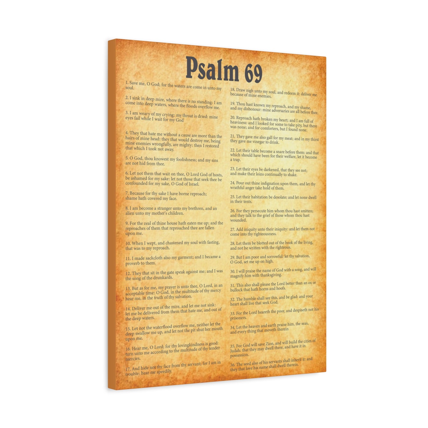 Scripture Walls Psalm 69 Gold Bible Chapter Canvas Christian Wall Art Ready to Hang