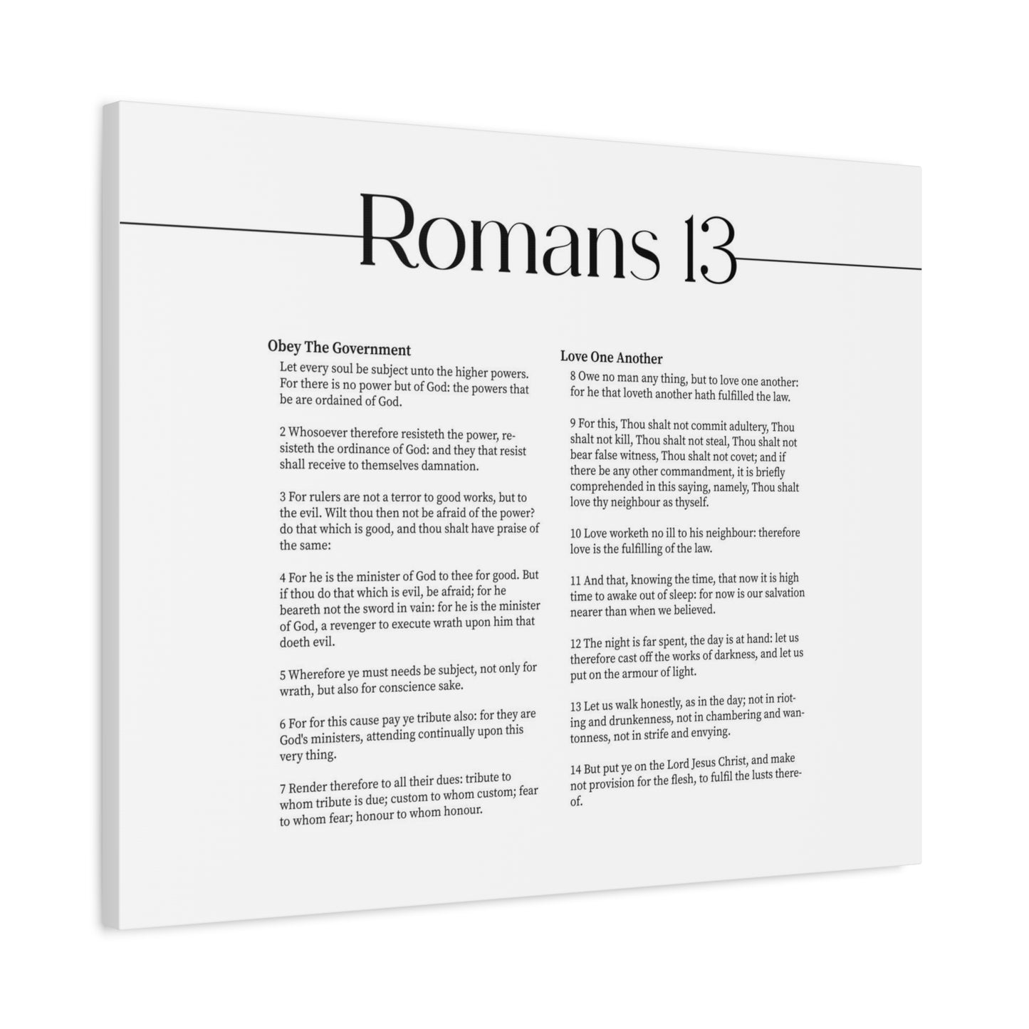 Scripture Canvas Romans 13 Christian Wall Art Print Ready to Hang