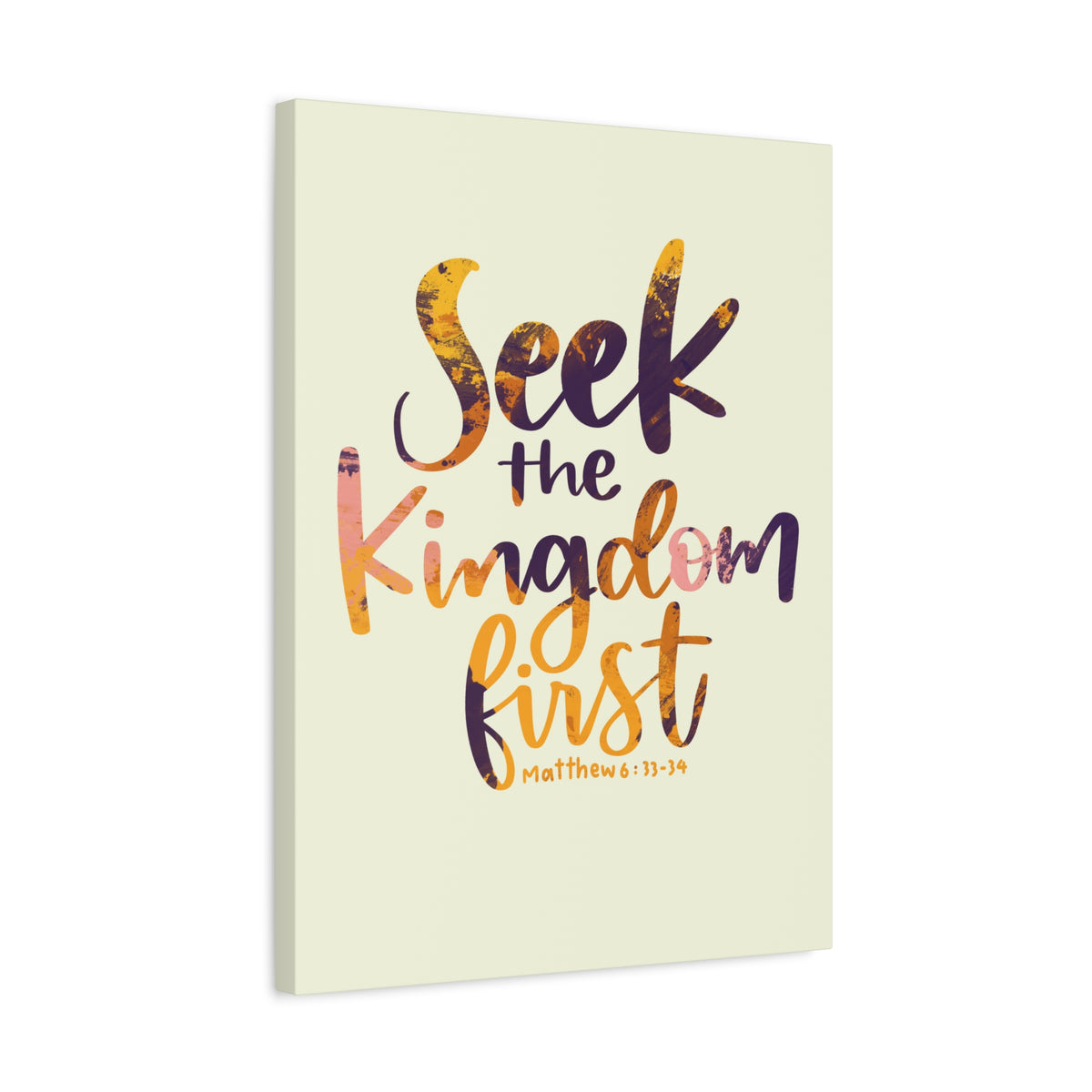 Scripture Canvas Seek The Kingdom First Matthew 6:33-34 Wall Art Bible Verse Print Ready to Hang