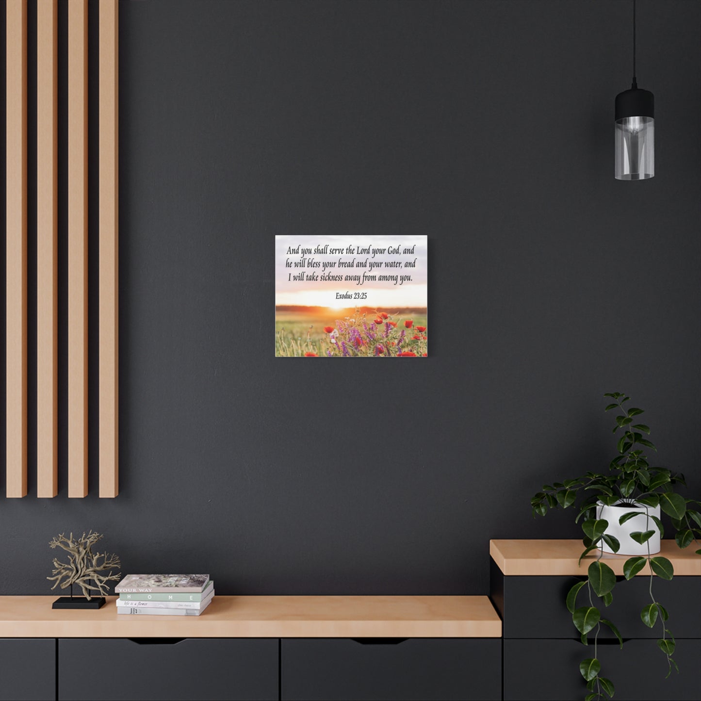 Bible Verse Canvas And You Shall Serve the Lord Exodus 23:25 Scripture Wall Art Christian Home Decor