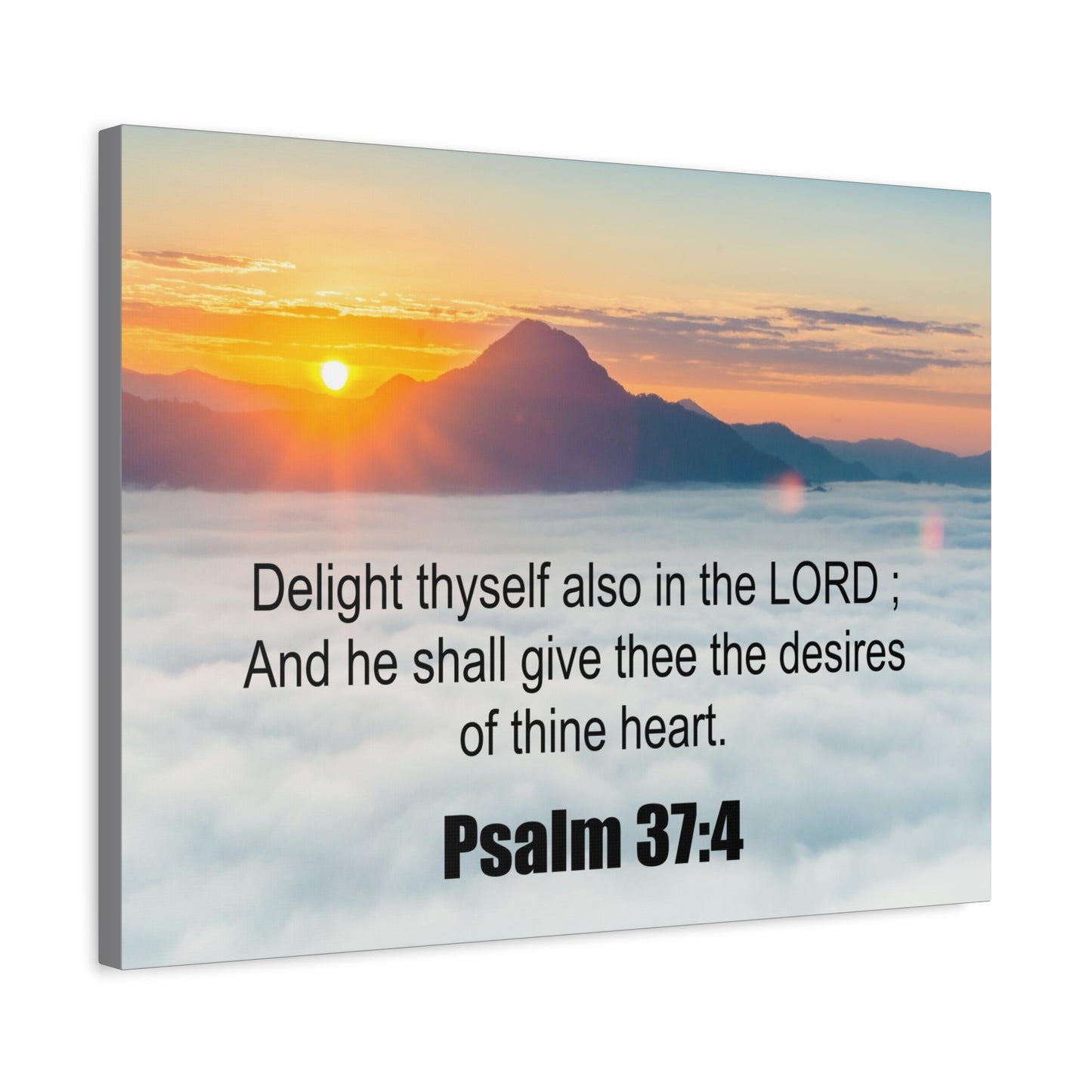 Scripture Canvas Delight Thyself Psalm 37:4 Christian Wall Art Bible Verse Print Ready to Hang