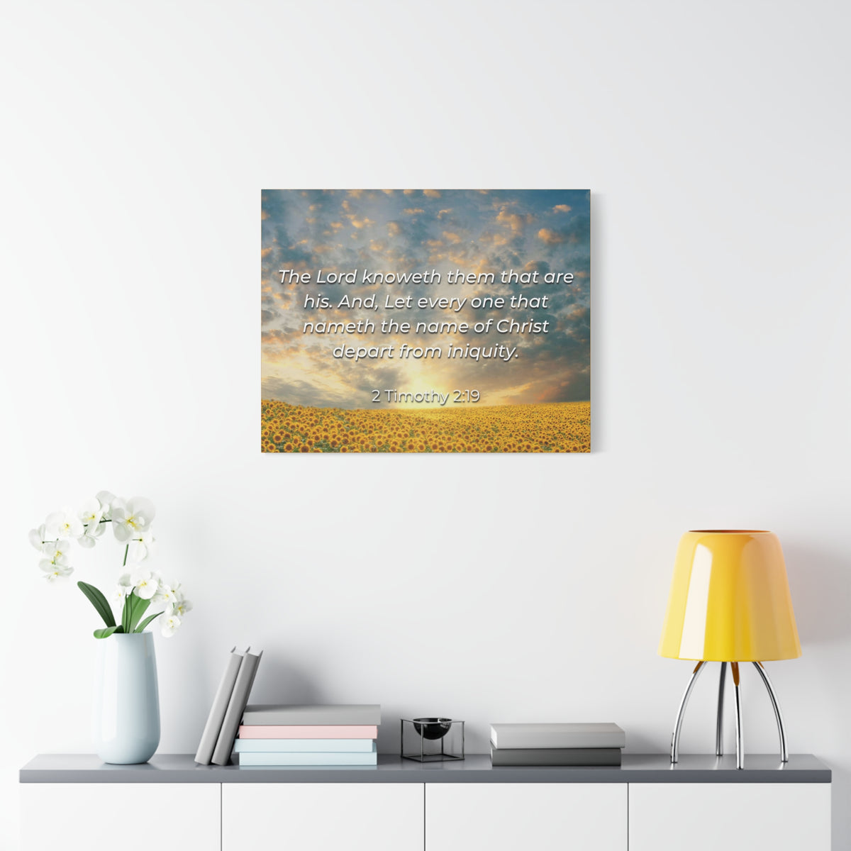 Scripture Canvas Foundation Of God 2 Timothy 2:19 Christian Wall Art Bible Verse Print Ready to Hang