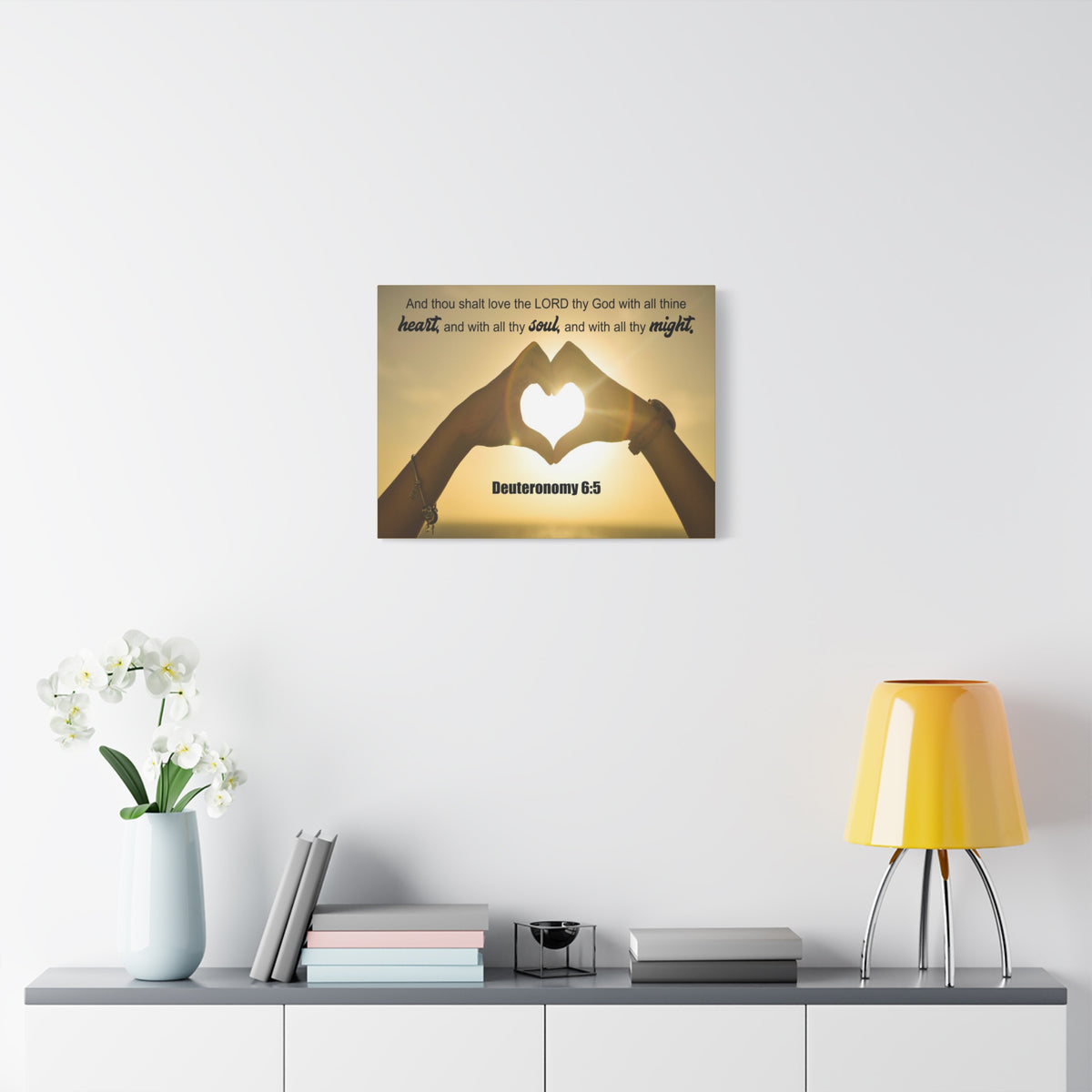 Scripture Canvas Love The Lord Deuteronomy 6:5 Christian Wall Art Bible Verse Print Ready to Hang