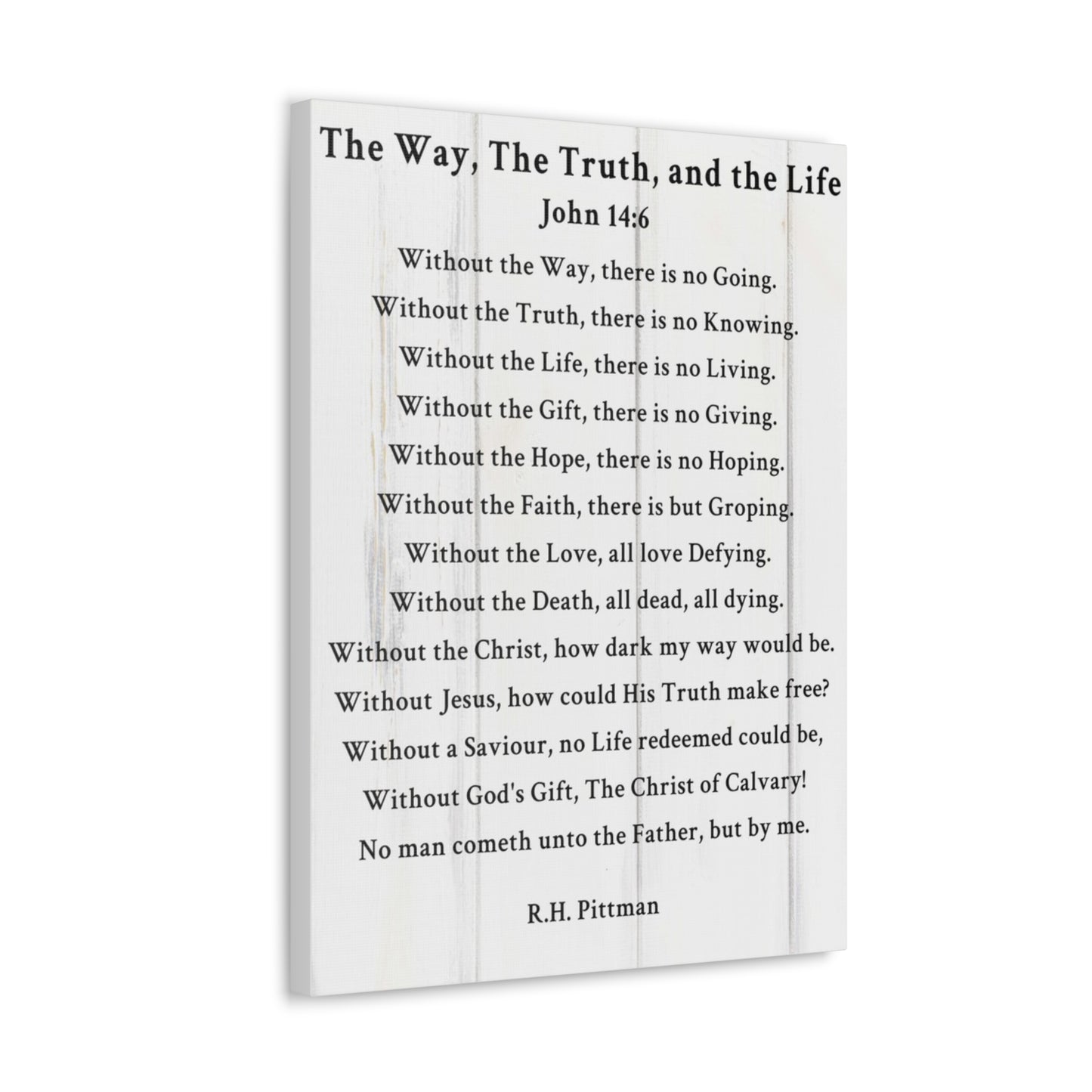 Way Truth Life John 14:6 White Bible Verse Canvas Christian Wall Art Ready to Hang Unframed