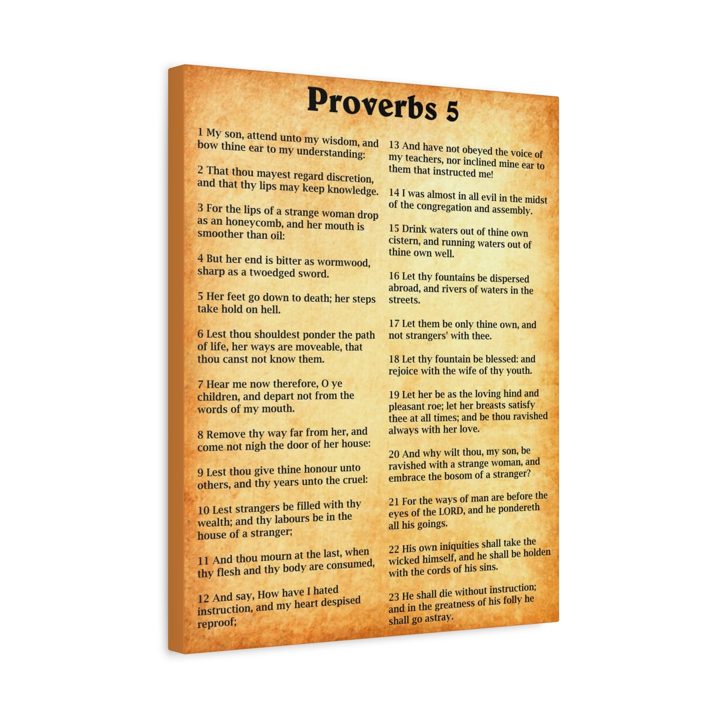Scripture Walls Proverbs Chapter 5 Gold Bible Canvas Christian Wall Art Ready to Hang Unframed