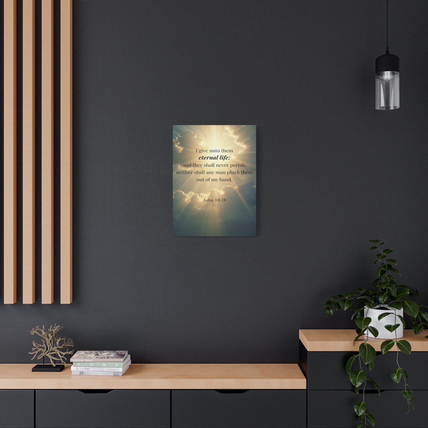 Scripture Walls John 10:28 Eternal Assurance Bible Verse Canvas Christian Wall Art Ready to Hang Unframed