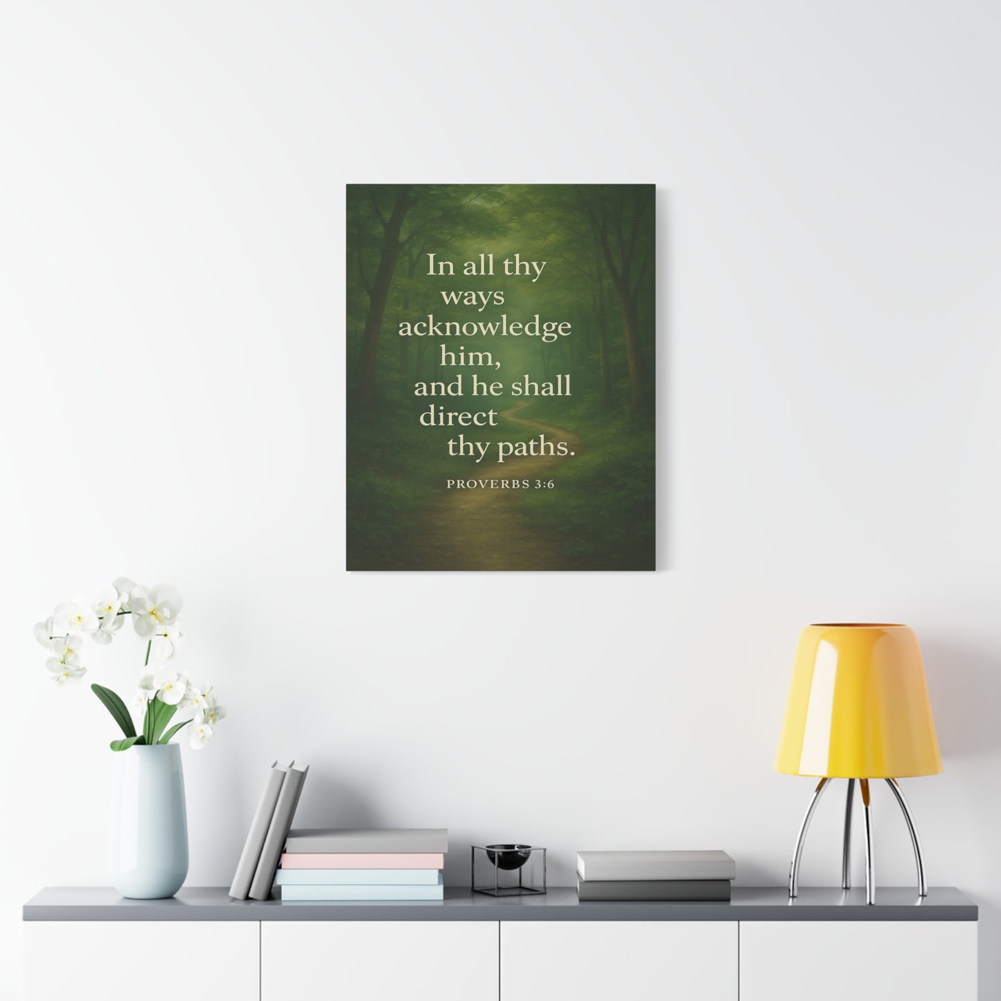 Bible Verse Canvas Proverbs 3:6 Christian Home Décor Wall Art Scripture Ready to Hang Faith Print