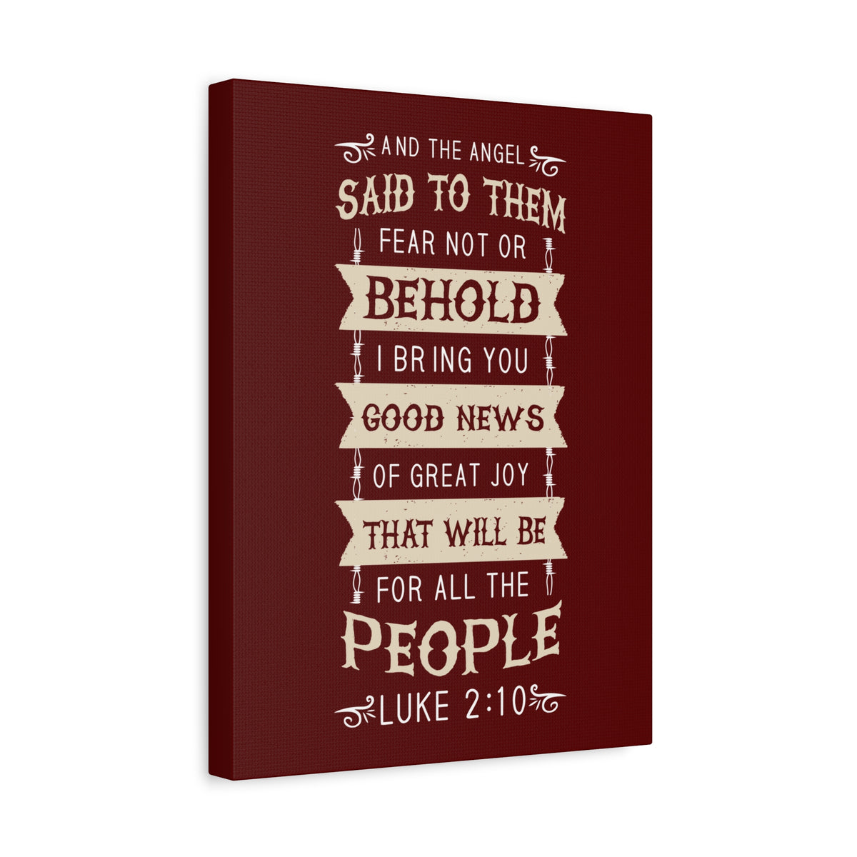 Scripture Canvas Great Joy Luke 2:10 Christian Wall Art Bible Verse Print Ready to Hang