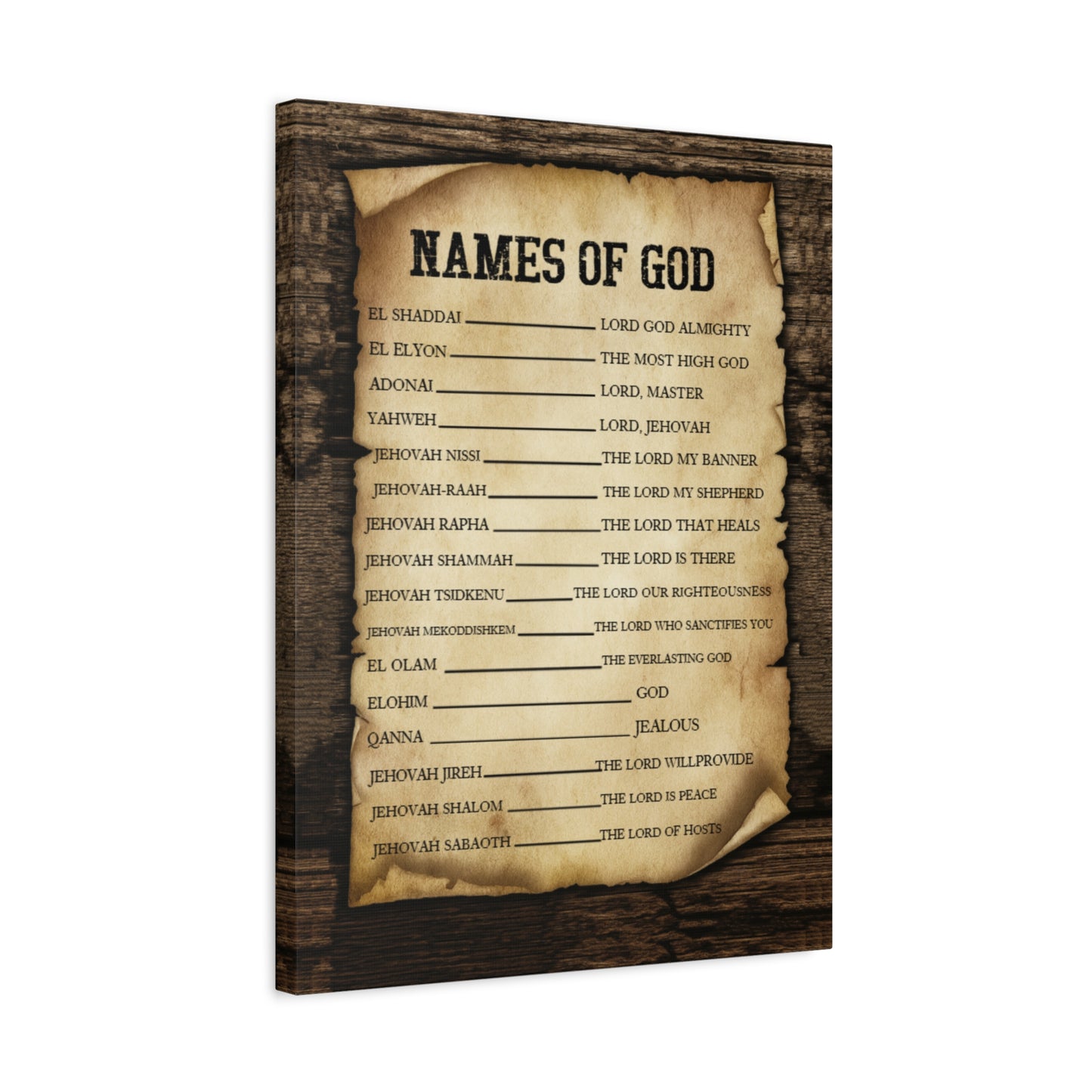 Scripture Canvas Names of God Christian Wall Art Bible Verse Print Ready to Hang