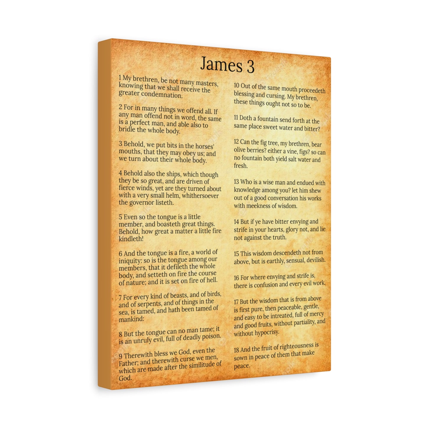 Scripture Walls James 3 Chapter Gold Control The Tongue Christian Wall Art Print Ready to Hang Unframed