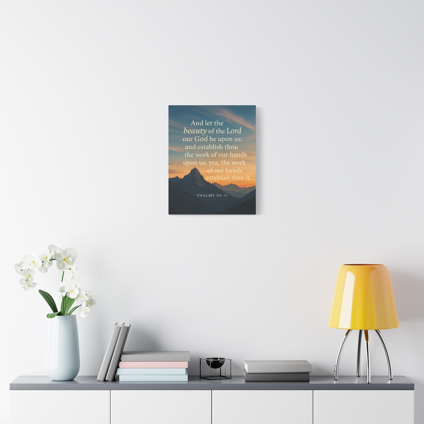 Bible Verse Canvas Psalms 90:17 Christian Home Décor Wall Art Scripture Ready to Hang Faith Print