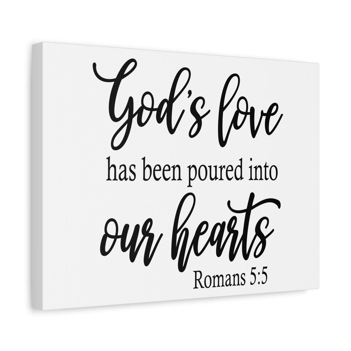 Scripture Canvas Into Our Hearts Romans 5:5 Christian Wall Art Bible Verse Print Ready to Hang
