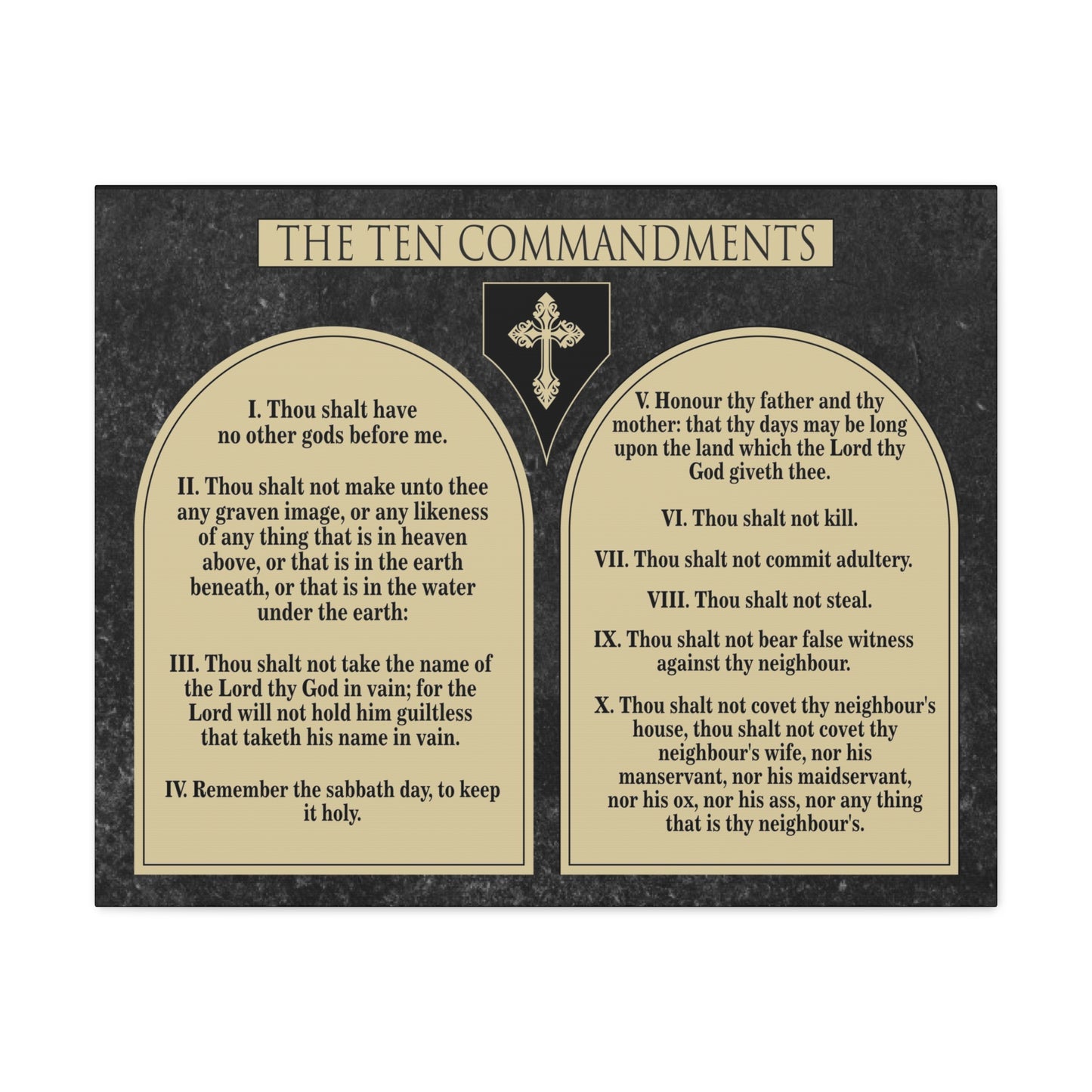 Ten Commandments Wood Brown Christian Wall Art Print Ready to Hang