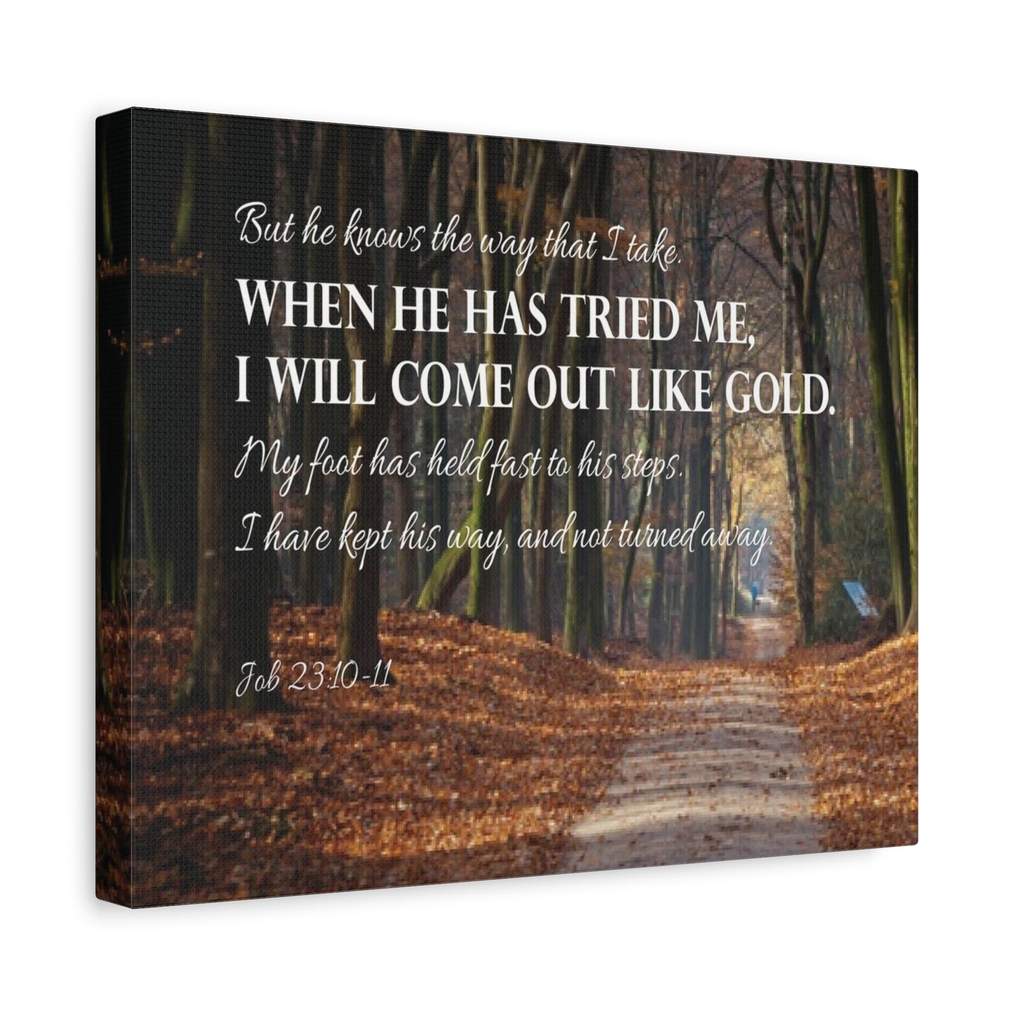 Bible Verse Canvas Come Out Like Gold Job 23:10-11 Scripture Wall Art Christian Home Decor