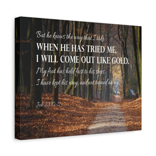 Bible Verse Canvas Come Out Like Gold Job 23:10-11 Scripture Wall Art Christian Home Decor