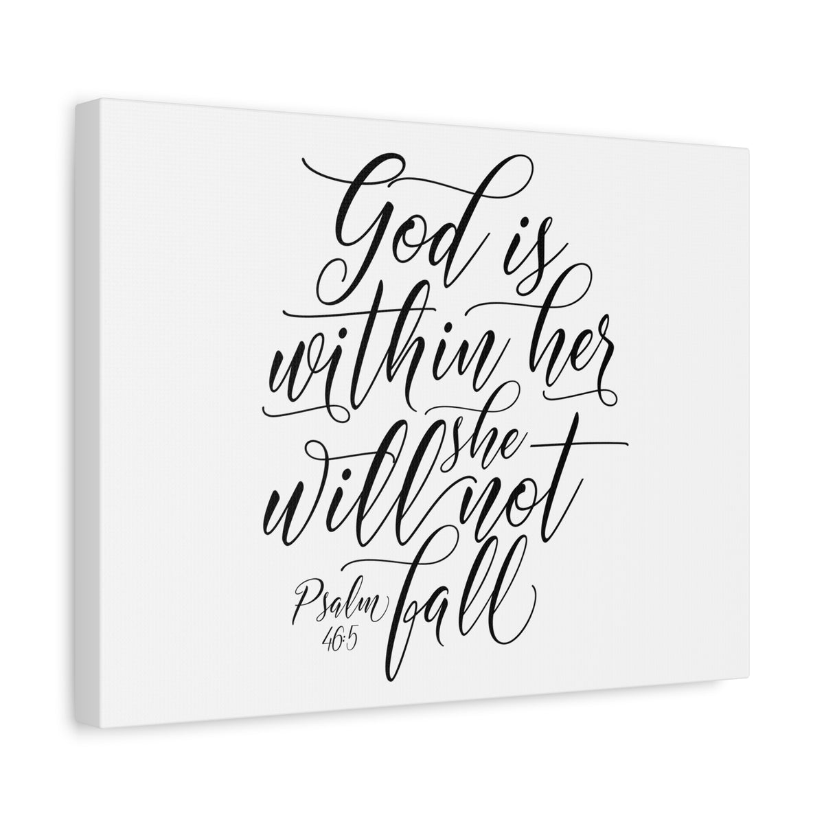 Scripture Canvas She Will Not Fall Psalm 46:5 Christian Wall Art Bible Verse Print Ready to Hang