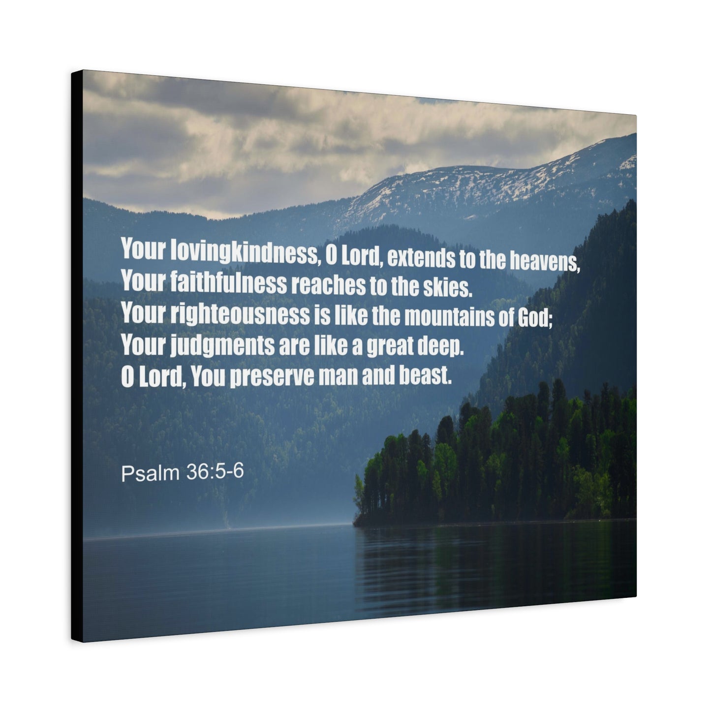 Scripture Canvas Your Lovingkindness Psalm 36:5-6 Christian Wall Art Bible Verse Print Ready to Hang