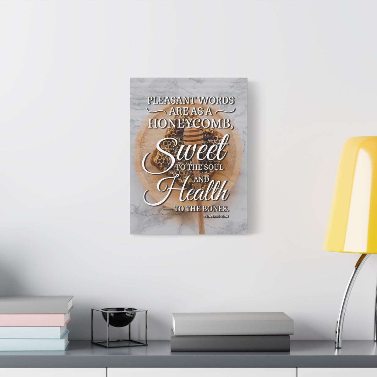 Scripture Canvas Pleasant Words Proverbs 16:24 Christian Wall Art Bible Verse Print Ready to Hang