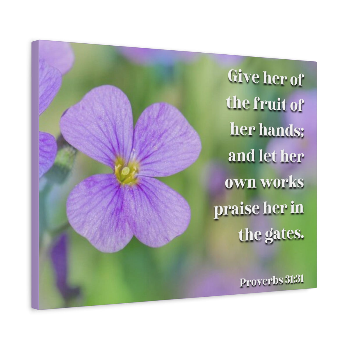 Scripture Canvas The Fruit Of Her Hands Proverbs 31:31 Christian Wall Art Bible Verse Print Ready to Hang