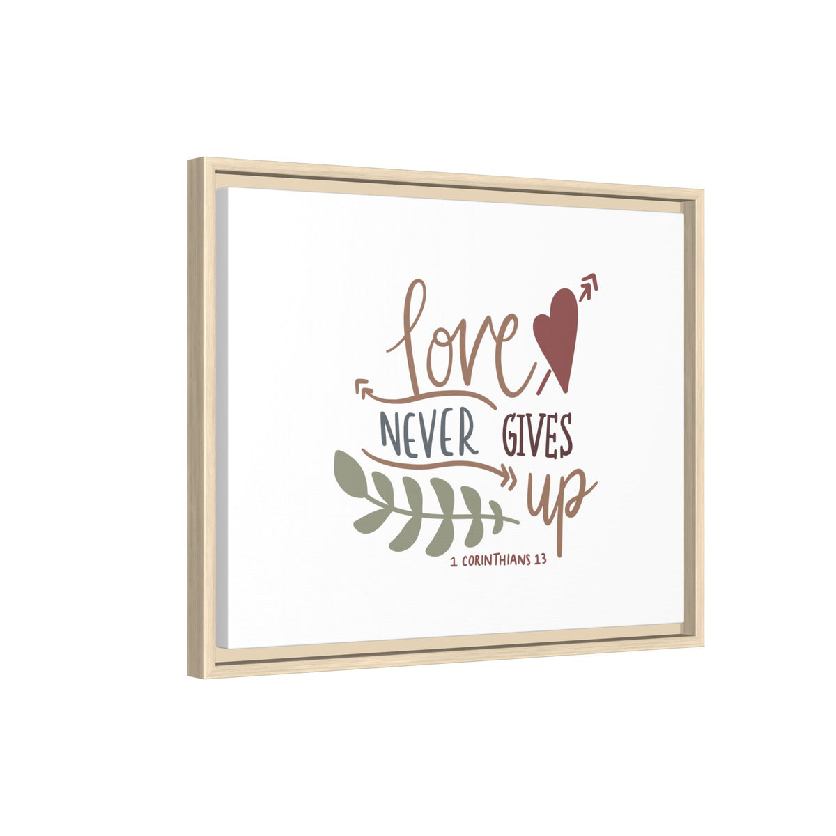 Scripture Canvas Love Never Gives Up 1 Corinthians 13 Christian Wall Art Bible Verse Print Ready to Hang