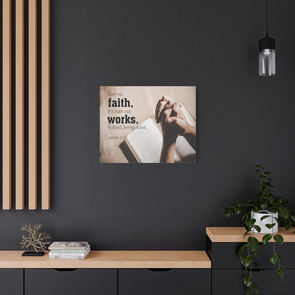 Scripture Canvas Faith Works James 2:17 Christian Wall Art Bible Verse Print Ready to Hang