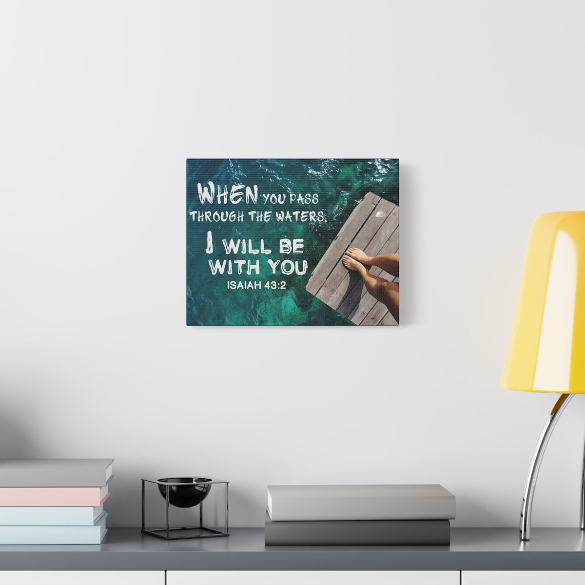 Scripture Canvas Be With You Isaiah 43:2 Christian Wall Art Bible Verse Print Ready to Hang