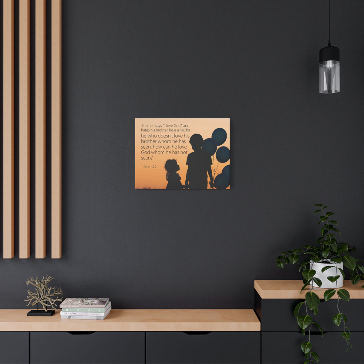 Scripture Canvas I Love God 1 John 4:20 Christian Wall Art Bible Verse Print Ready to Hang