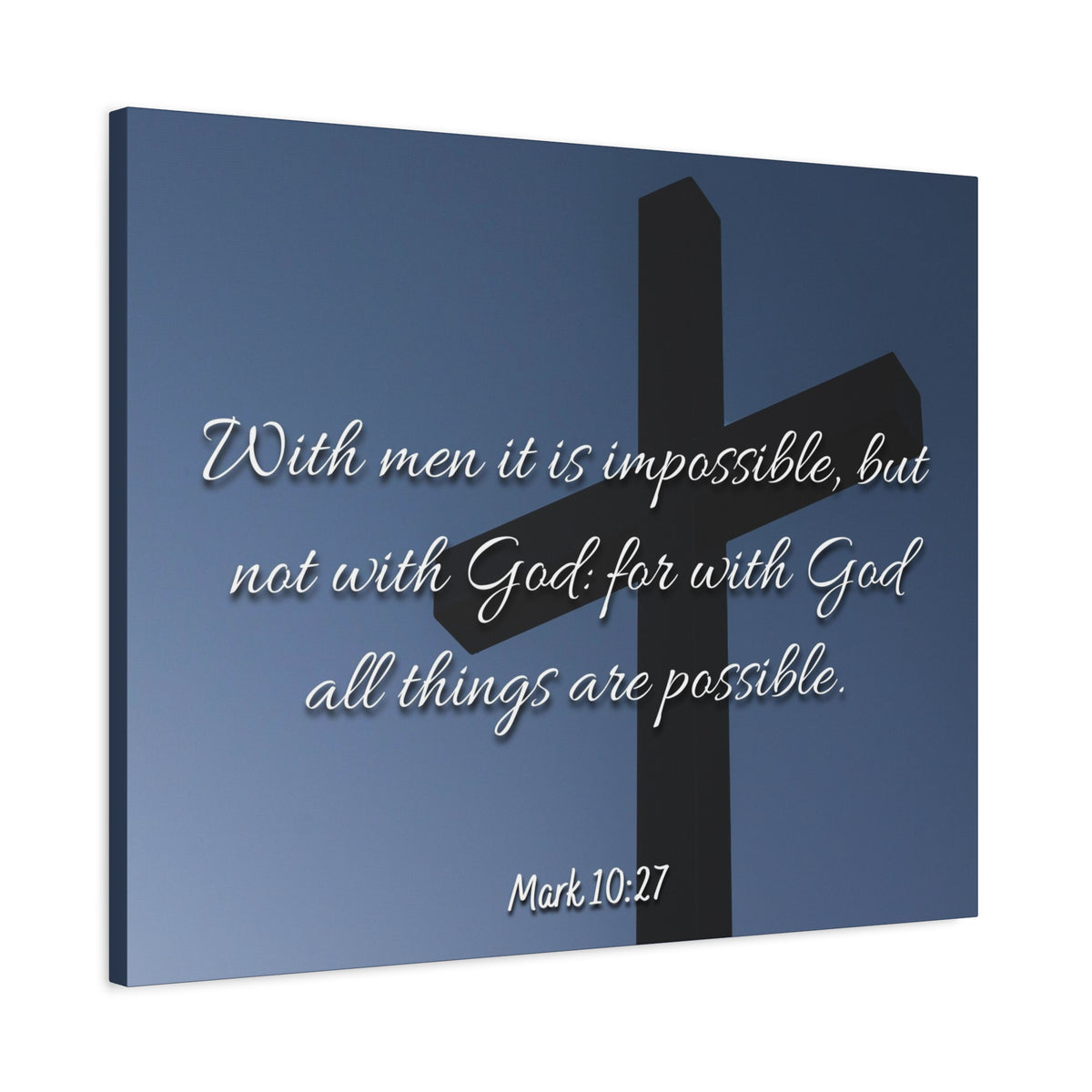 Scripture Canvas Possible Mark 10:27 Christian Wall Art Bible Verse Print Ready to Hang