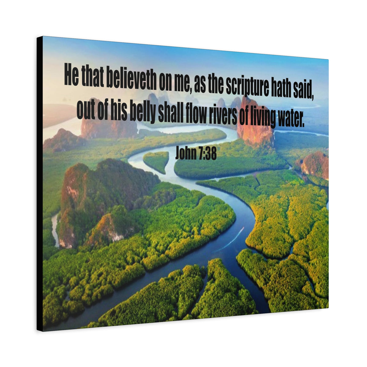 Scripture Canvas Living Water John 7:38 Christian Wall Art Bible Verse Print Ready to Hang