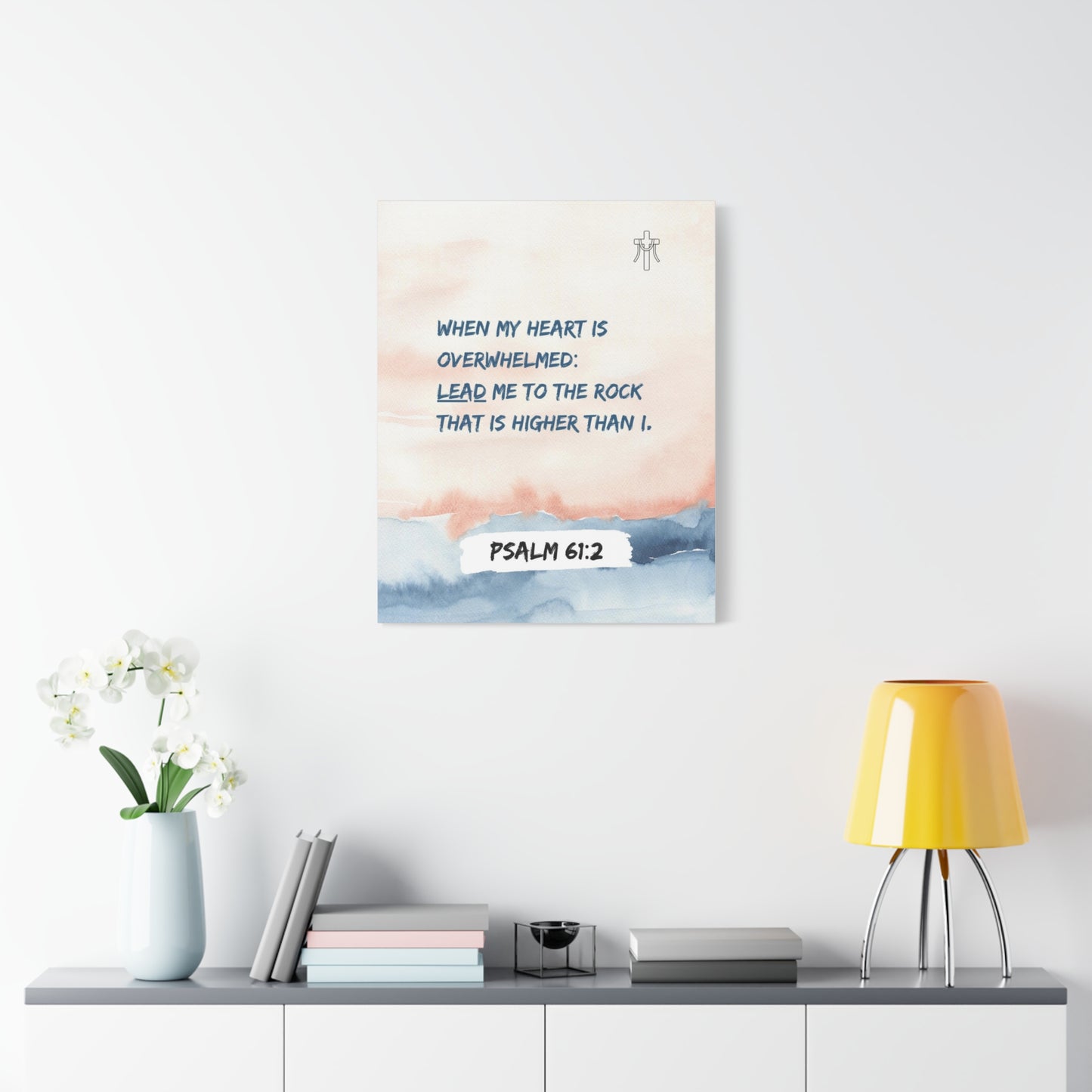 Scripture Walls Psalm 61:2 Lead Me to the Rock Bible Verse Canvas Christian Wall Art Ready to Hang Unframed