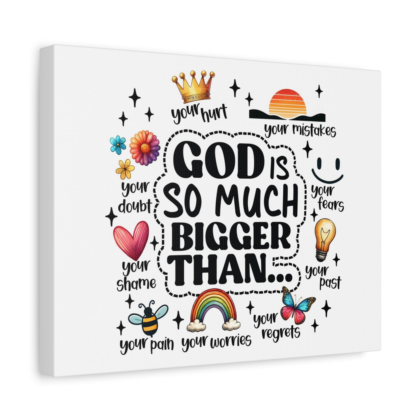 Scripture Walls God Bigger Than Everything Bible Verse Canvas Christian Wall Art Ready to Hang Unframed