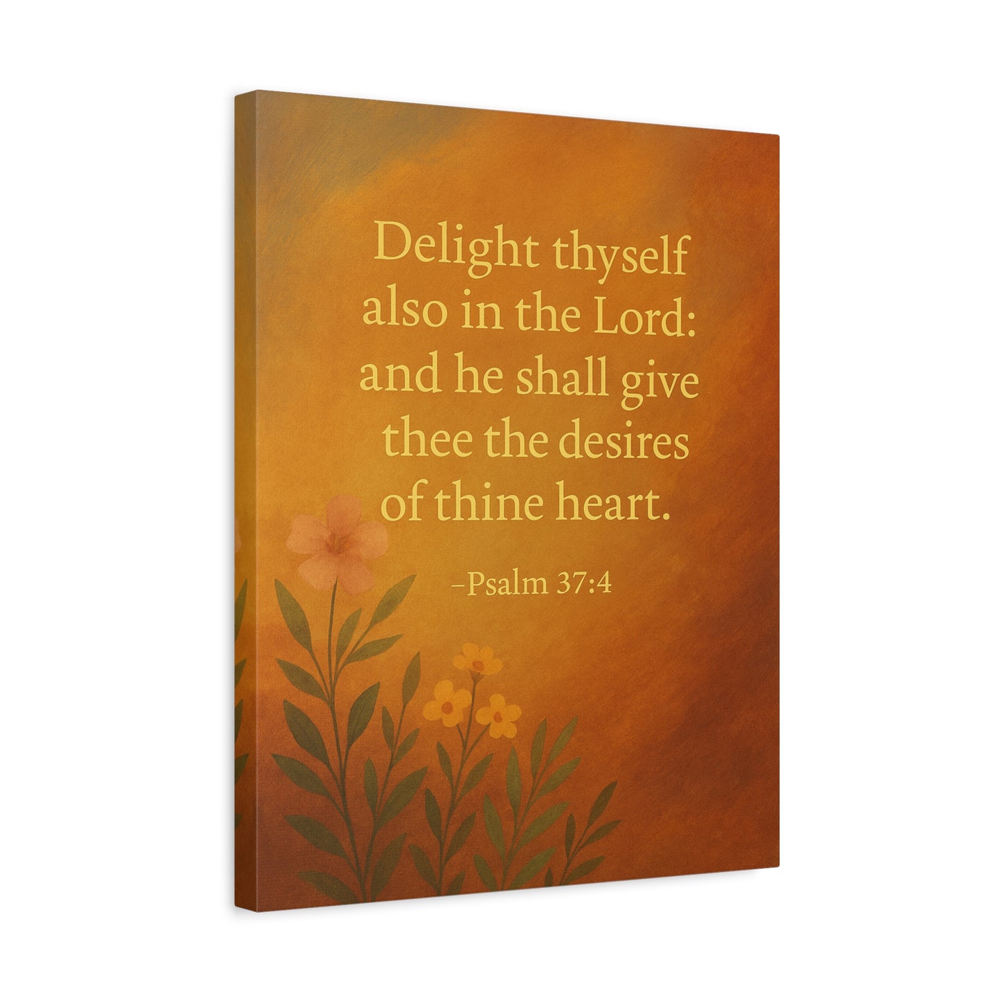 Bible Verse Canvas Psalm 37:4 Christian Home Décor Wall Art Scripture Ready to Hang Faith Print