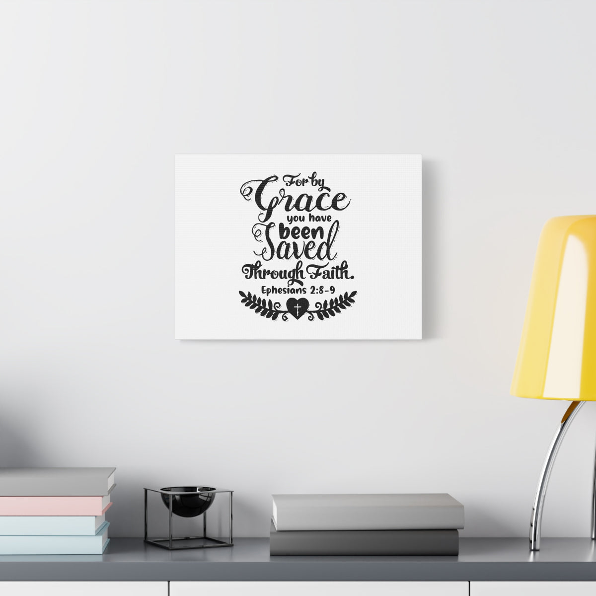 Scripture Canvas For By Grace Ephesians 2:8-9 Christian Wall Art Bible Verse Print Ready to Hang