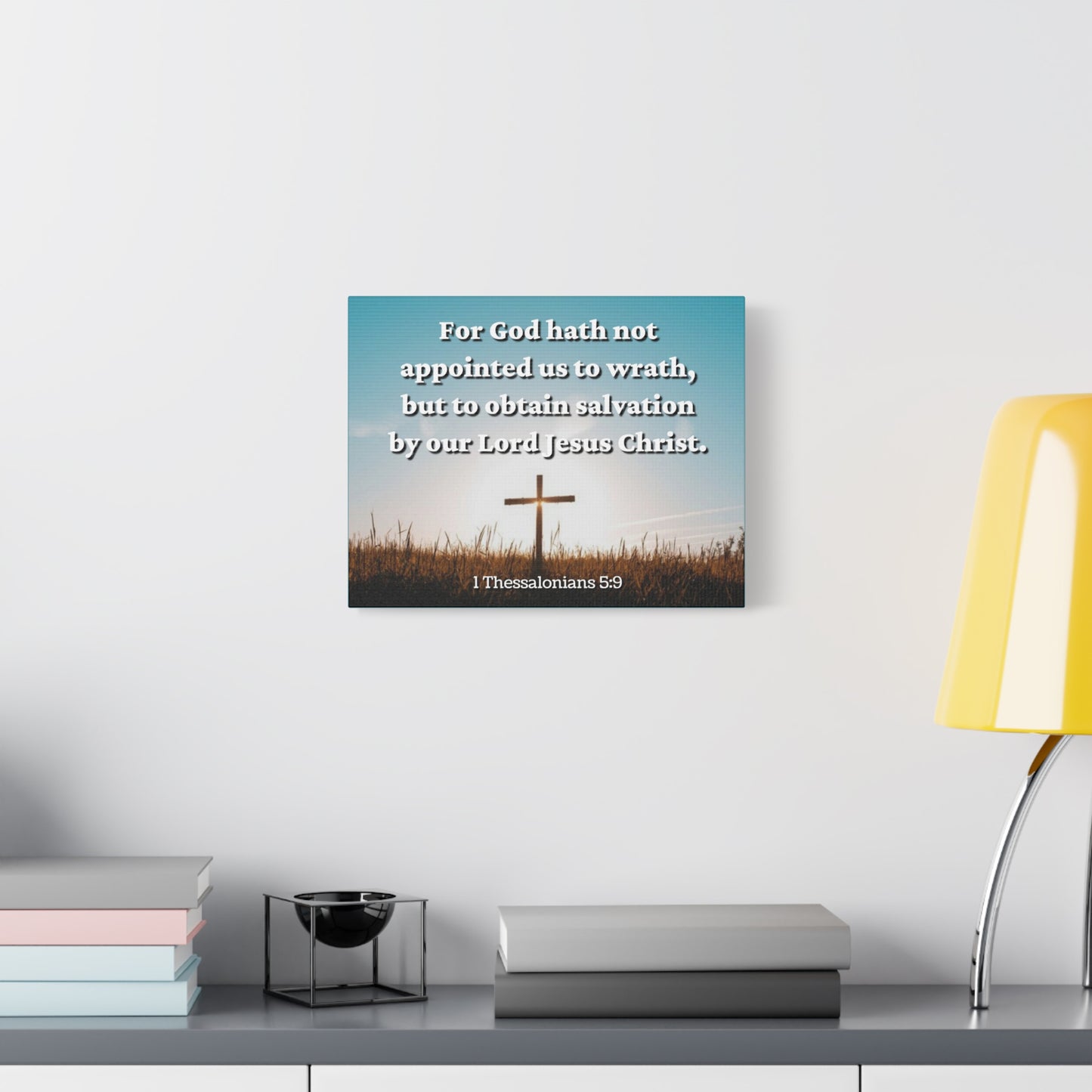 Scripture Canvas To Obtain Salvation 1 Thessalonians 5:9 Christian Wall Art Bible Verse Print Ready to Hang
