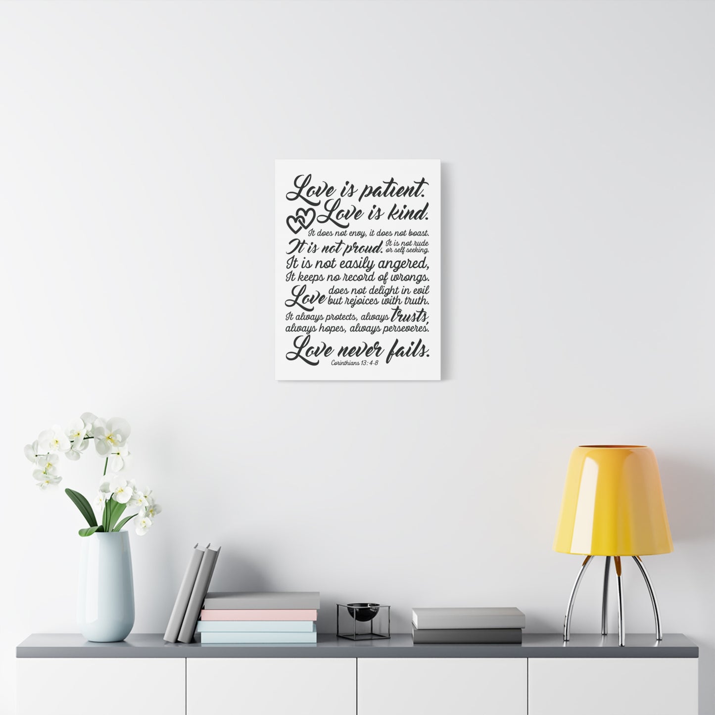 Scripture Canvas Love Is Patient Corinthians 13:4-8 Christian Wall Art Bible Verse Print Ready to Hang
