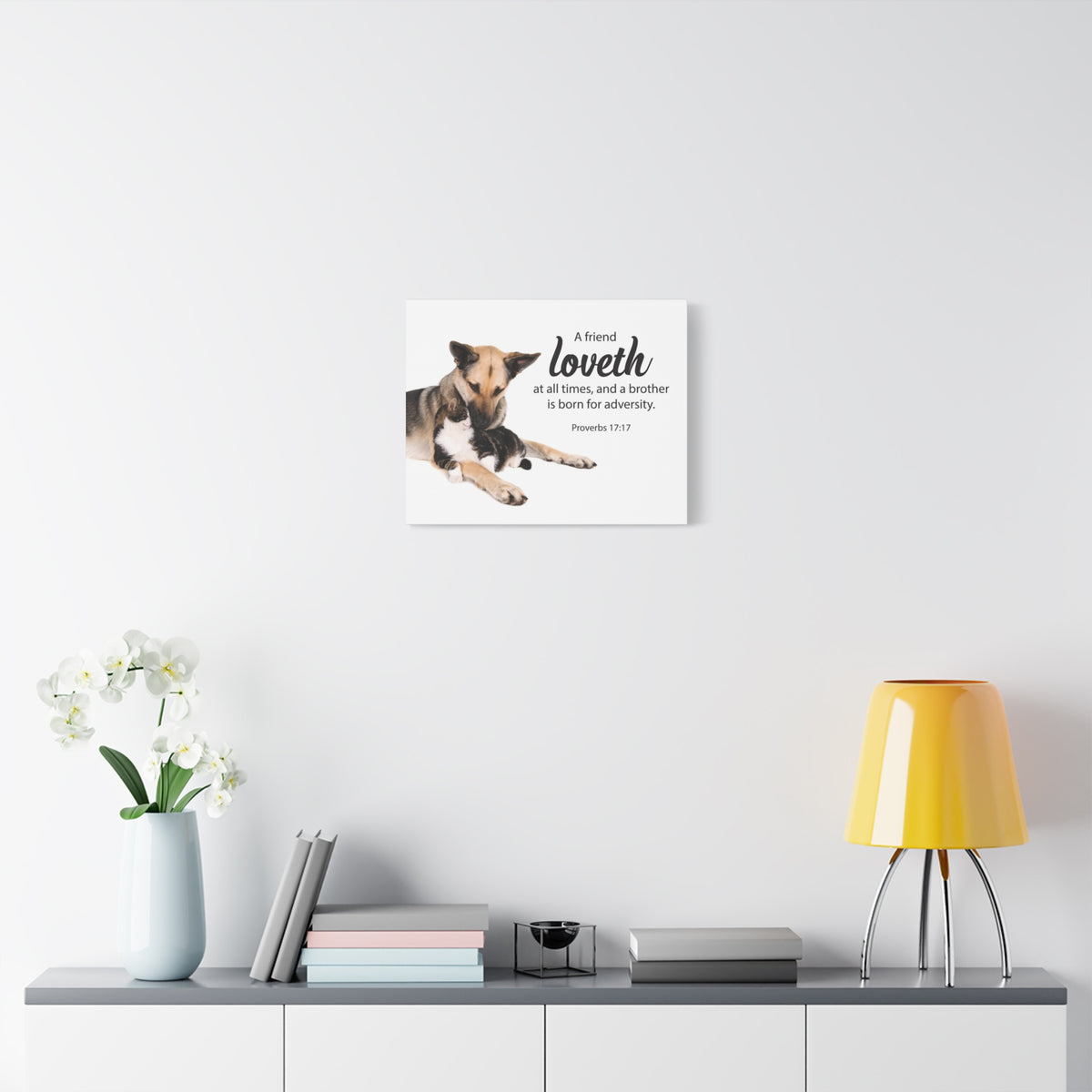 Scripture Canvas A Friend at All Times Proverbs 17:17 Christian Wall Art Bible Verse Print Ready to Hang